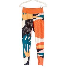 Simi Sienna Funky Abstract Art Print Full Length High Waist Leggings